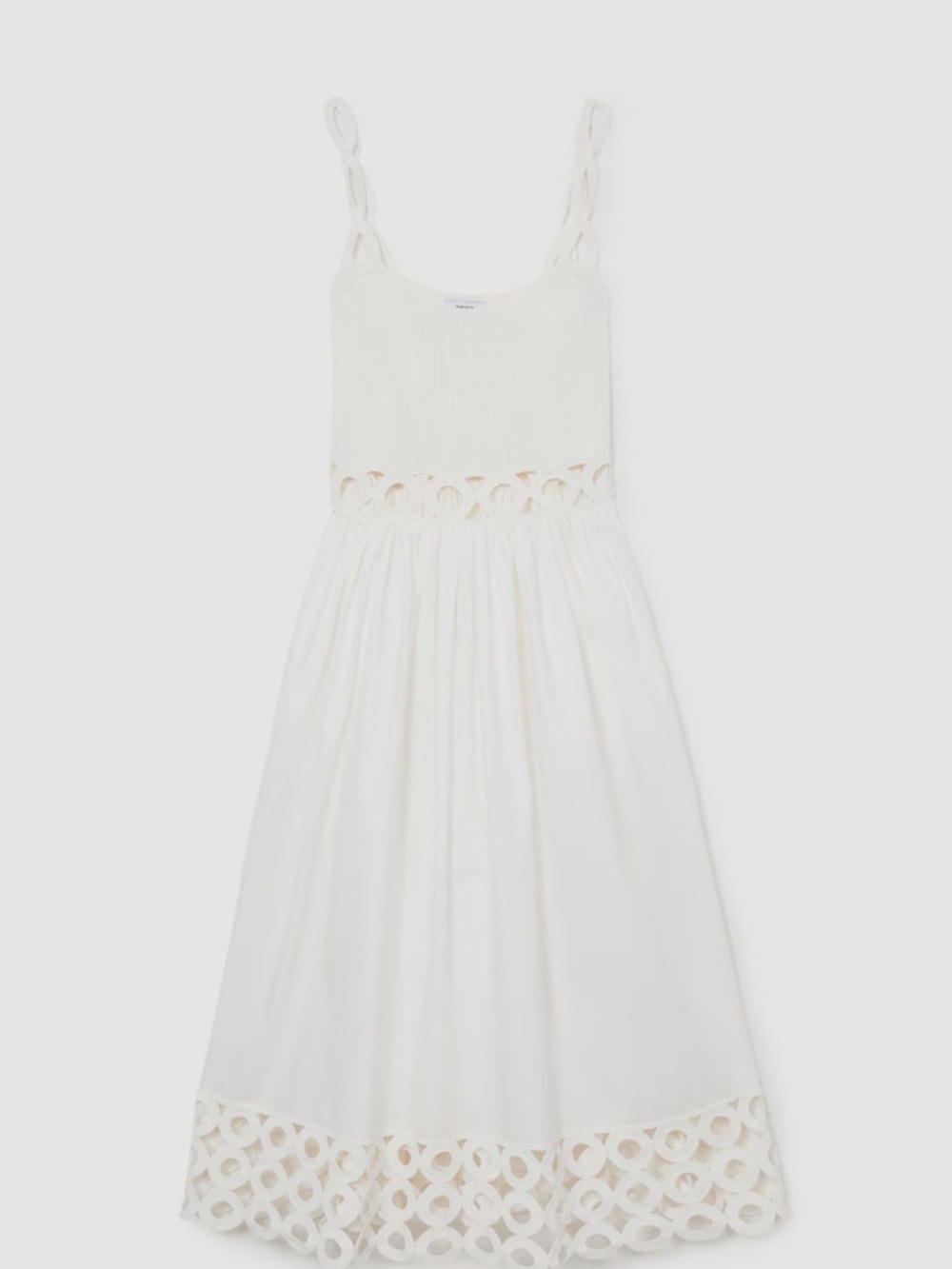 Reiss Rita Rib-Knit Woven Mix Cut-Out Midi Dress Size Small - Picture 6 of 10